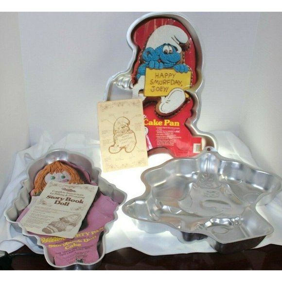 Set of 3 Wilton Cake Pans - Joey Smurf, Story Book Doll & Blue Wilton Cake Pans
